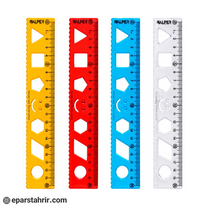 خط کش آلپر 20 سانت ژله ای شابلون دار (بسته 24 عددی)