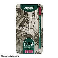 مداد طراحی آریا جعبه فلزی کد 3075 (بسته 12 عددی)