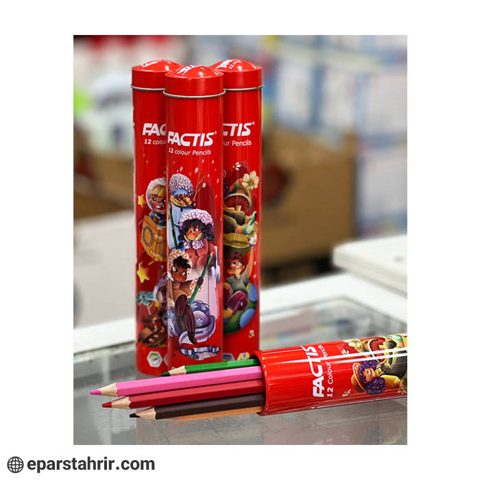 مداد رنگي فكتيس 12 رنگ جعبه استوانه اي