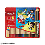 مدادرنگی آریا 24 رنگ جعبه فلزی کد 3022