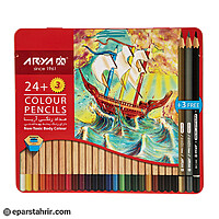 مدادرنگی آریا 24 رنگ جعبه فلزی کد 3022