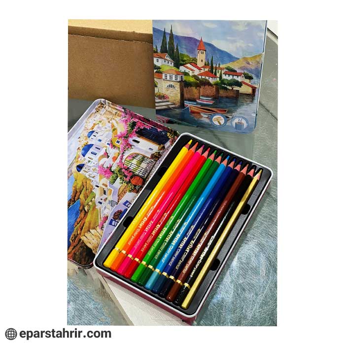 مدادرنگي برند آپيج 12 رنگ جعبه فلزي