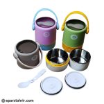 ظرف غذا دو طبقه داخل استیل استوانه ای کد 6597