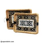 سینی دو تکه شیشه و حصیر سسینی دو تکه شیشه و حصیر