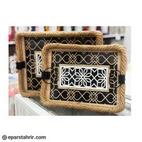 سینی دو تکه شیشه و حصیر سسینی دو تکه شیشه و حصیر
