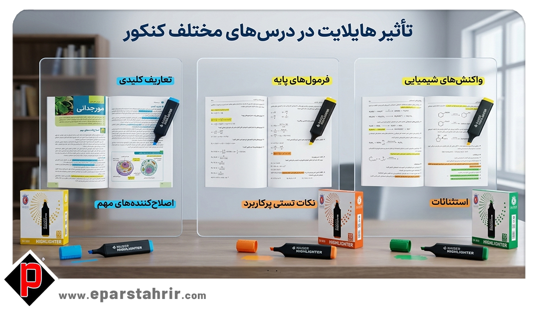 تأثیر هایلایت در درسهای مختلف کنکور