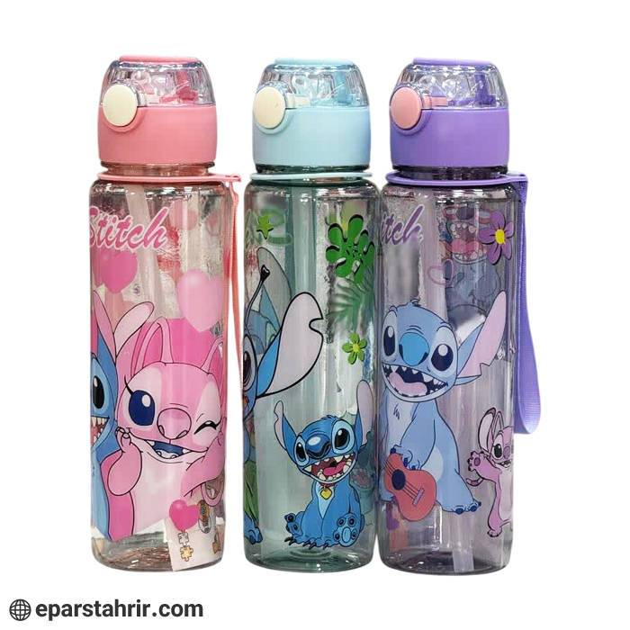 transparent-flask-with-straw-patterned-code-8037 قمقمه شفاف نی دار طرح دار كد 8037