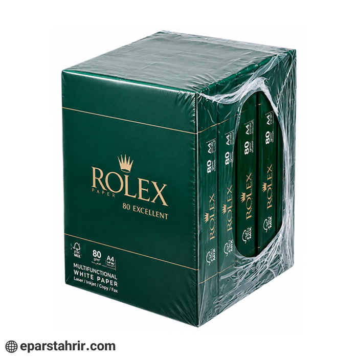 کاغذ A4 برند رولکس وزن 80 گرم (بسته 500 برگی)