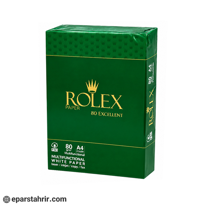 کاغذ A4 برند رولکس وزن 80 گرم (بسته 500 برگی)